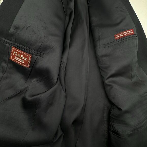 JOS A. BANK 48L Black Wool Executive Collection Gold Button Blazer Suit Jacket - Picture 6 of 12